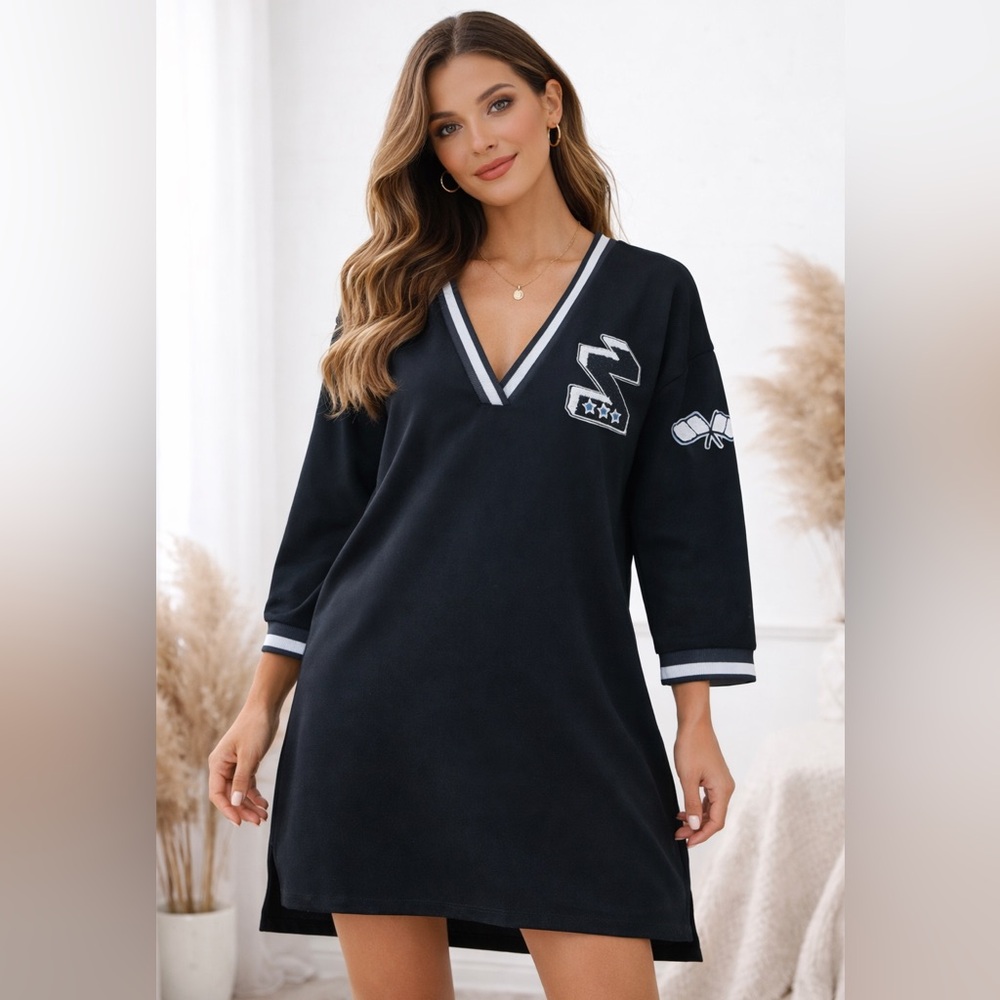 Black Tunic with White Stripe Trim